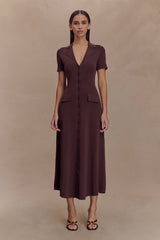 Pearson Short Sleeve Knit Midi Dress - Chocolate