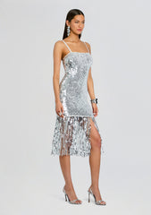 Nalu Sequin Fringe Crochet Dress