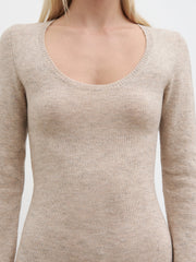 Clara Scoop Neck Knit Dress - Beige