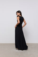 Cotton Mix Dropped Waist Maxi Dress