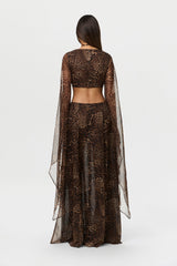Chiffon Print Cutout Maxi