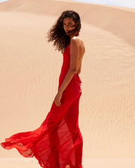 Lotus Slip Dress Red