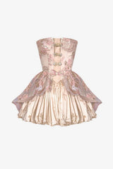 Princess A Line Strapless Pink Short Homecoming Dress with Lace Bowknot