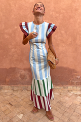 Blue Stripe Alena Midi Dress