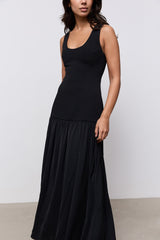 Cotton Mix Dropped Waist Maxi Dress