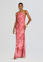 Vine One Shoulder Sash Dress