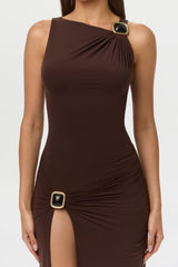 Naked Sleeveless Jewel Maxi Dress