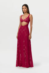 Stretch Lace Cutout Maxi Dress