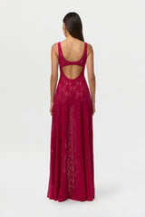Stretch Lace Cutout Maxi Dress