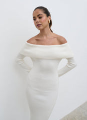 Soreya Bardot Knit Dress - Cream