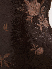 Zia Sequin Maxi Dress - Brown Floral Sequin