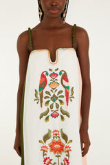 Cross Stich Embroidery Maxi Dress Sleeveless